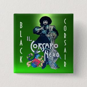 Badge Carré 5 Cm LE BLACK CORSAIR Gem green