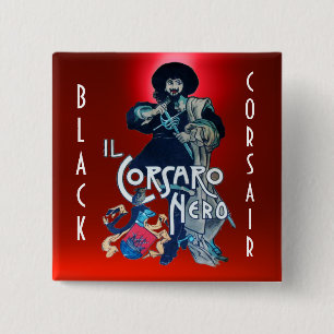 Badge Carré 5 Cm LE BLACK CORSAIR Gem rouge