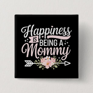 Badge Carré 5 Cm Le bonheur est d'être une maman florale Fête des M