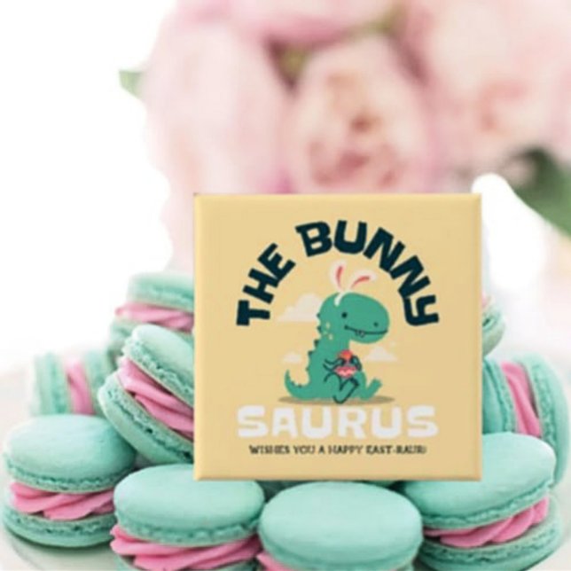 Badge Carré 5 Cm Le Bouton Bunny Saurus (Créateur téléchargé)