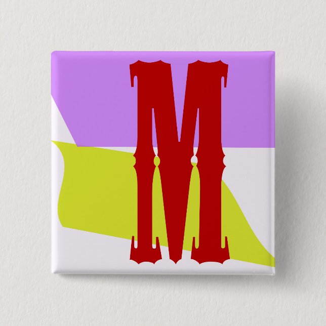 Badge Carré 5 Cm Le bouton carré de la lettre M (Devant)