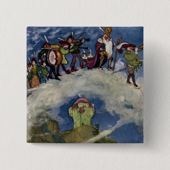 Badge Carré 5 Cm Le bouton Fairies (Devant)