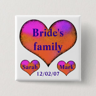 Badge Carré 5 Cm le bouton latéral de la jeune mariée