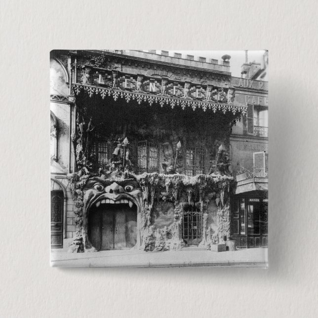 Badge Carré 5 Cm Le cabaret De "l'Enfer" à Paris (Devant)