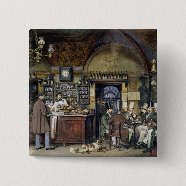 Badge Carré 5 Cm Le café à Rome, 1856 (Devant)