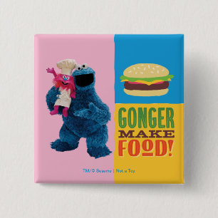 Badge Carré 5 Cm Le Camion Gourmand de Cookie Monster Gonger Prép