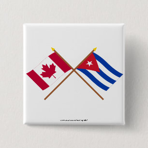 Badge Carré 5 Cm Le Canada et les drapeaux croisés par Cuba