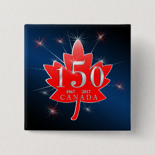 Badge Carré 5 Cm Le Canada feuille d'érable de célébration de 150