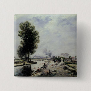 Badge Carré 5 Cm Le canal de l'Ourcq près de Pantin, 1871