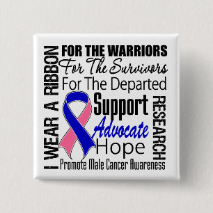 Badge Carré 5 Cm Le cancer du sein masculin je porte un HOMMAGE de