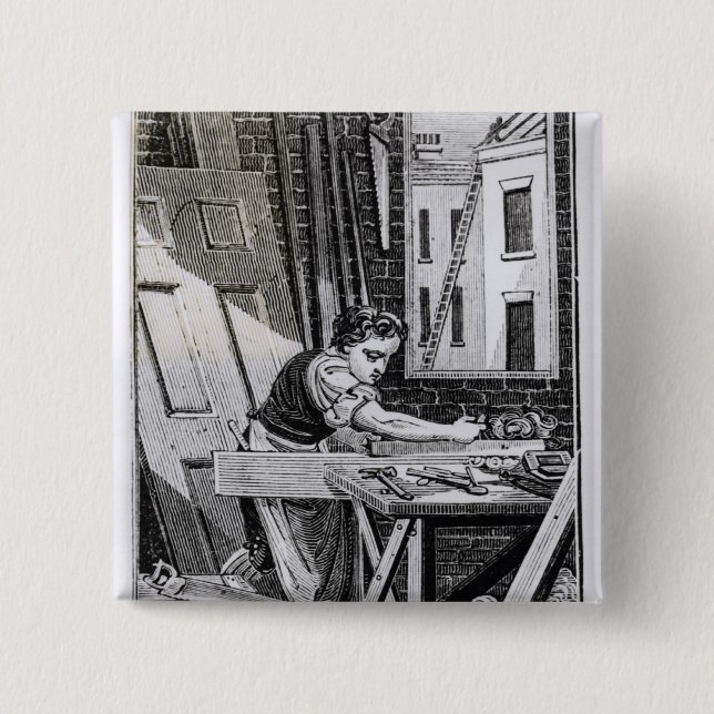 Badge Carré 5 Cm Le charpentier (Devant)