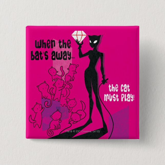 Badge Carré 5 Cm Le chat doit jouer (Devant)