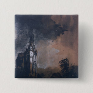 Badge Carré 5 Cm Le château dans le clair de lune