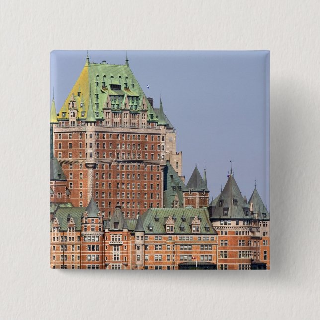 Badge Carré 5 Cm Le château Frontenac à Québec, Canada. (Devant)