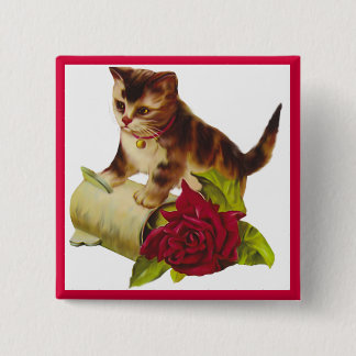 Badge Carré 5 Cm Le chaton et s'est levé