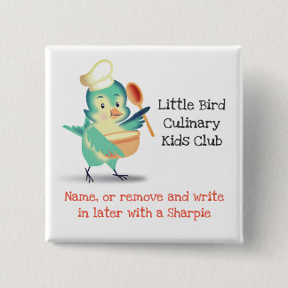 Badge Carré 5 Cm Le chef mignon d'oiseau badine l'étiquette de nom