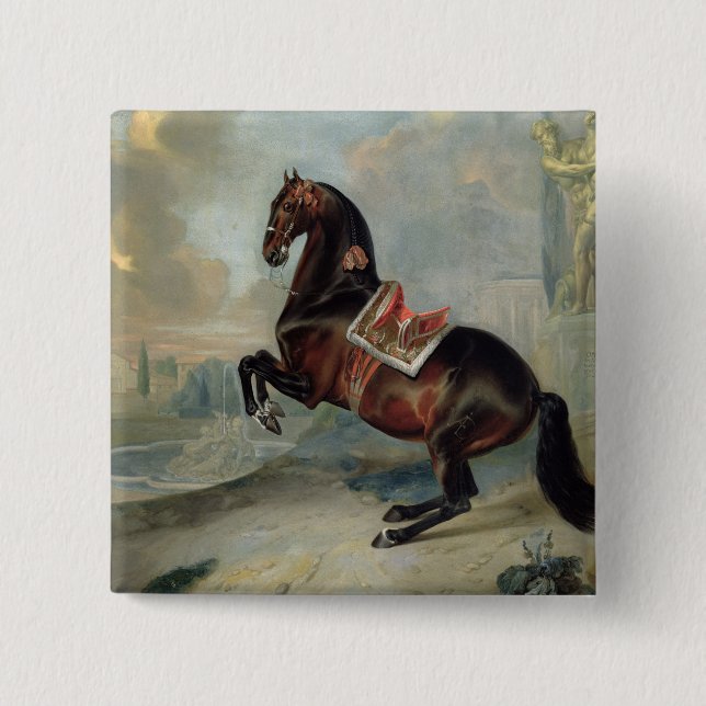 Badge Carré 5 Cm Le cheval de baie foncé 'Valido (Devant)