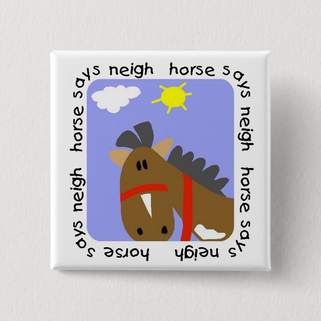 Badge Carré 5 Cm Le cheval indique des T-shirts et des cadeaux d&#x27;he (Devant)