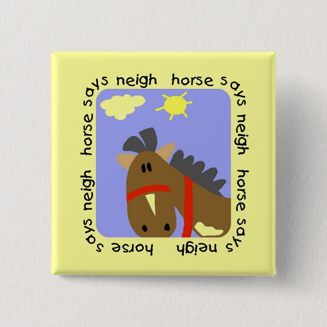 Badge Carré 5 Cm Le cheval indique des T-shirts et des cadeaux d'he (Devant)