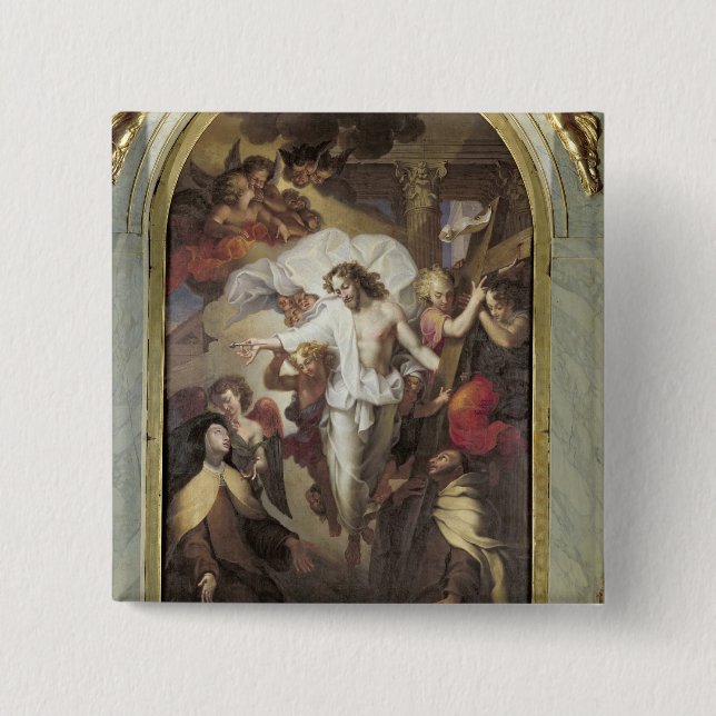 Badge Carré 5 Cm Le Christ a ressuscité (Devant)
