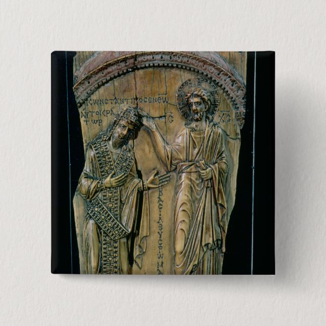 Badge Carré 5 Cm Le Christ couronnant l'empereur Constantine VII (Devant)