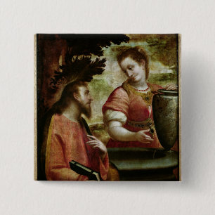 Badge Carré 5 Cm Le Christ et la femme de Samaria, c.1575-80