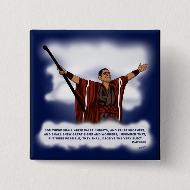 Badge Carré 5 Cm Le Christ faux (Obama) (Devant)