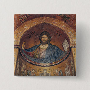 Badge Carré 5 Cm Le Christ Pantocrator et Madonna