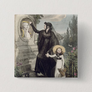 Badge Carré 5 Cm Le cimetière de Pere Lachaise, imprimé par Charl