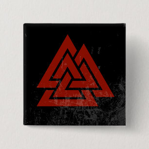 Badge Carré 5 Cm Le coeur de Hrungnir (grunge rouge et noire)