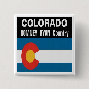 Badge Carré 5 Cm Le COLORADO est bouton de pays de Romney Ryan