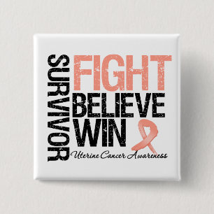 Badge Carré 5 Cm Le combat utérin de survivant de Cancer croient l