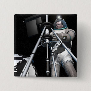 Badge Carré 5 Cm Le concept artistique de l'exploration spatiale fu