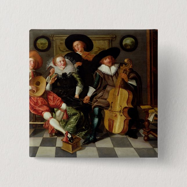 Badge Carré 5 Cm Le concert (huile sur le panneau) (Devant)