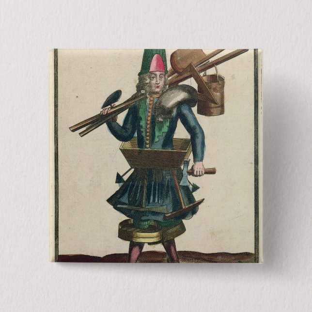 Badge Carré 5 Cm Le costume du maçon (Devant)