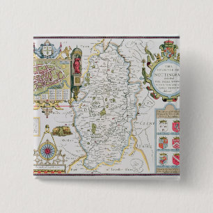 Badge Carré 5 Cm Le Countie de Nottingham, gravé par Jodocus