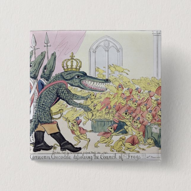 Badge Carré 5 Cm Le crocodile corse (Devant)