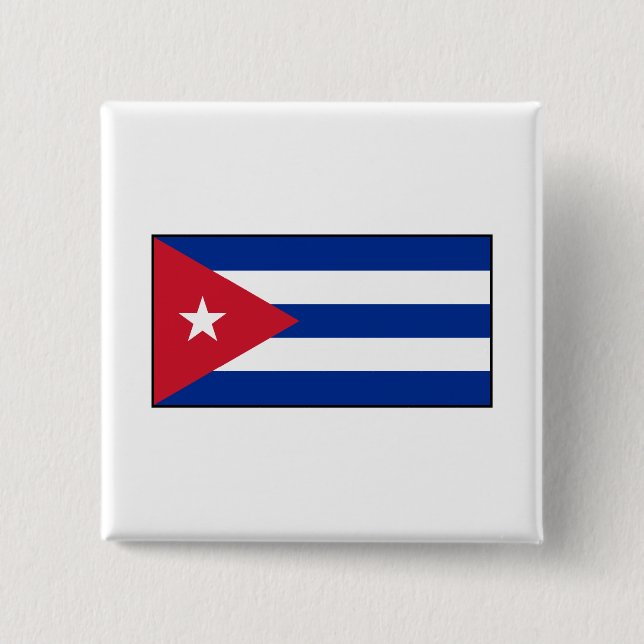 Badge Carré 5 Cm Le Cuba - drapeau cubain (Devant)