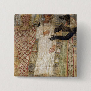 Badge Carré 5 Cm Le décédé et sa maman protégés par Anubis