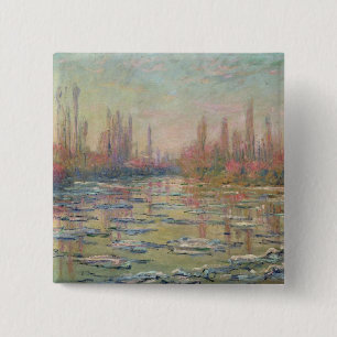Badge Carré 5 Cm Le dégel sur la Seine, près de Vetheuil, 1880