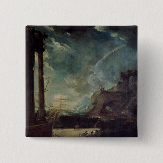 Badge Carré 5 Cm Le départ d'Aeneas à Carthage (Devant)