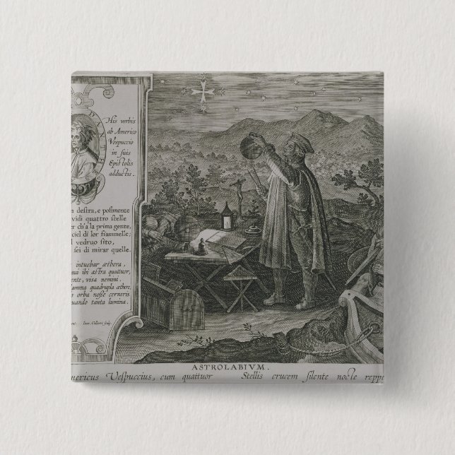 Badge Carré 5 Cm Le développement de l'astrolabe du marin (Devant)