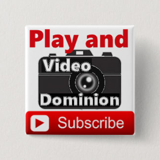 Badge Carré 5 Cm Le dominion visuel YouTube souscrivent et jouent