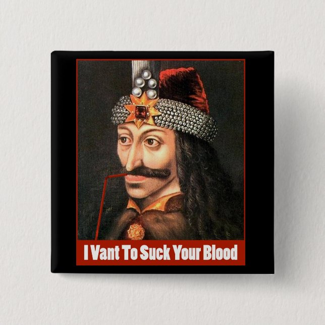 Badge Carré 5 Cm Le Dracula original, Halloween ! ! ! (Devant)