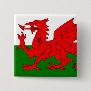 Badge Carré 5 Cm Le dragon rouge [drapeau du Pays de Galles]