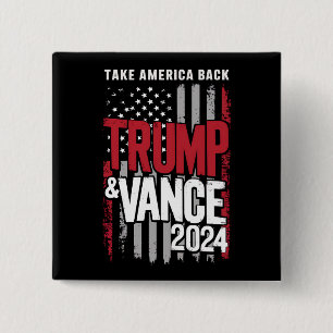 Badge Carré 5 Cm Le drapeau américain Trump Vance 2024 fait revenir