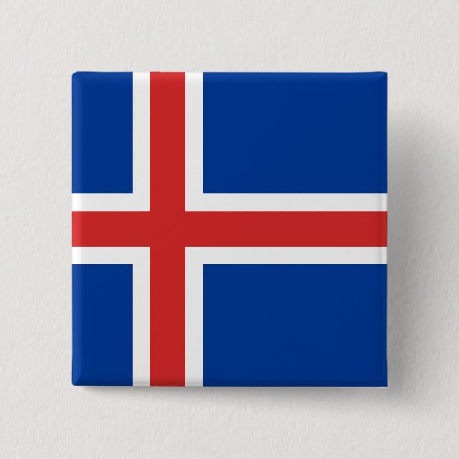 Badge Carré 5 Cm Le Drapeau de l'Islande (Devant)