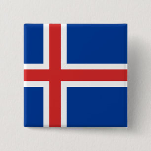 Badge Carré 5 Cm Le Drapeau de l'Islande