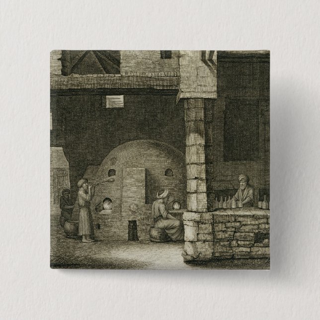 Badge Carré 5 Cm Le fabricant de bouteille en verre, des arts du (Devant)