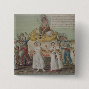 Badge Carré 5 Cm Le festin de l'agriculture en 1796 à Paris